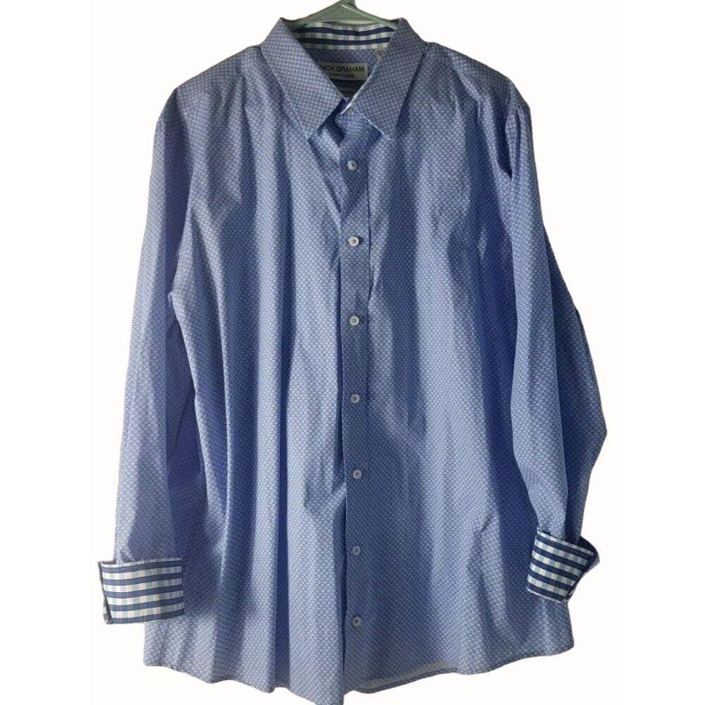 Nick Graham Everywhere Stretch Modern Fit Long Sleeve Shirt Blue Mens Medium